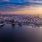 Rostock im Sonnenuntergang