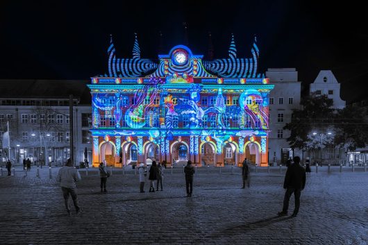 Lichtkunst am Rathaus Rostock