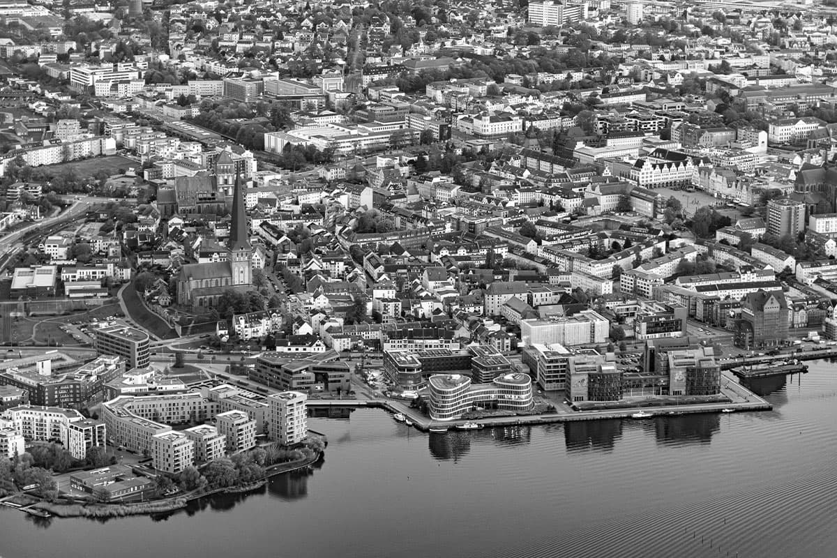 Östliche Altstadt Rostock von oben