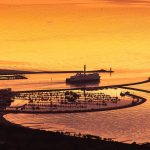 Yachthafen Hohe Düne im Sonnenuntergang